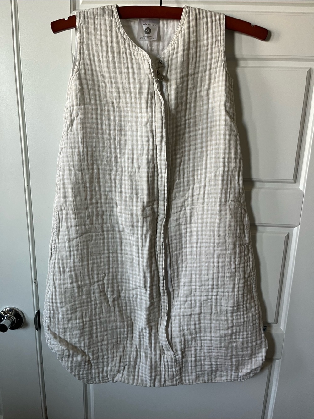 Little Unicorn Gingham Muslin Baby Top - XL